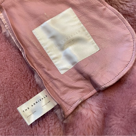 The Arrivals Pink Leather Jacket with Shearling Trim - Picture 7 of 11